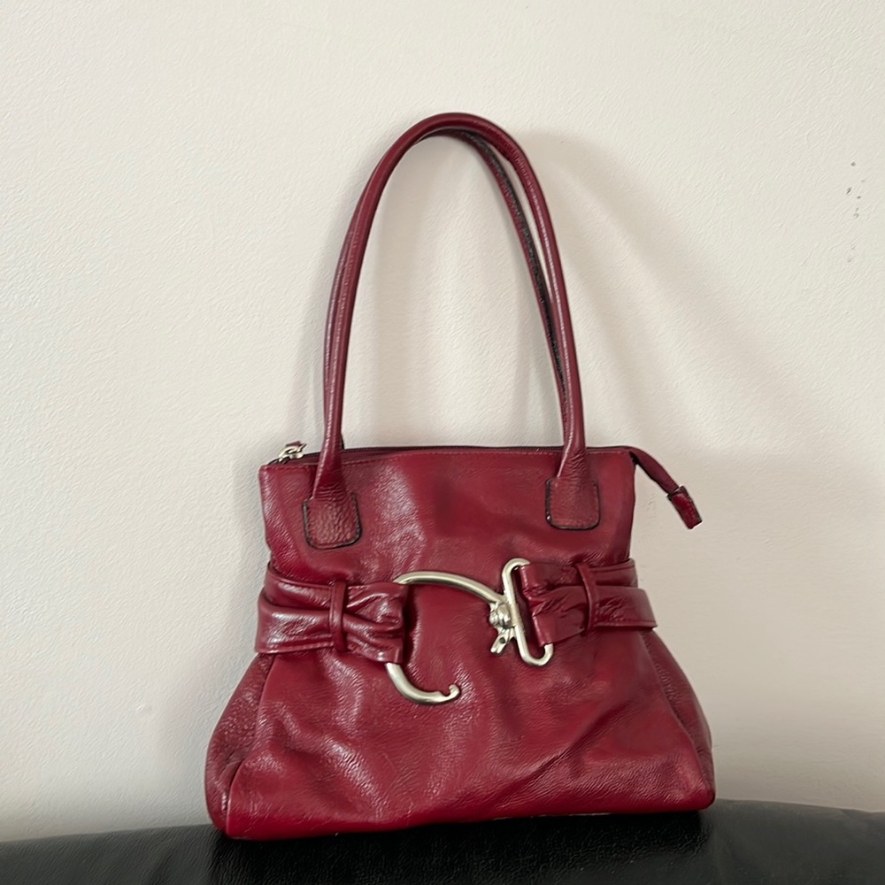 Red leather Simard handbag